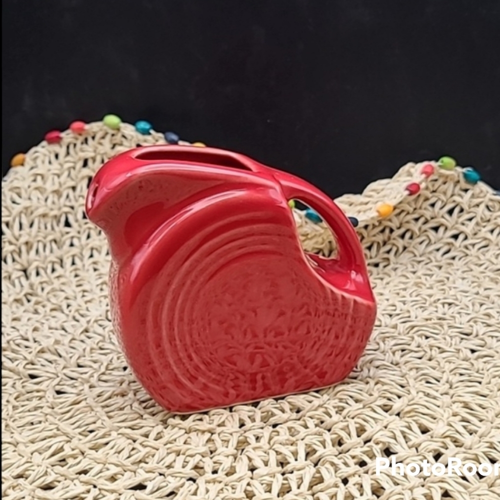 FIESTAWARE HLC Vintage Scarlet Mini Disc Pitcher 2011 Sticker Still Attached
